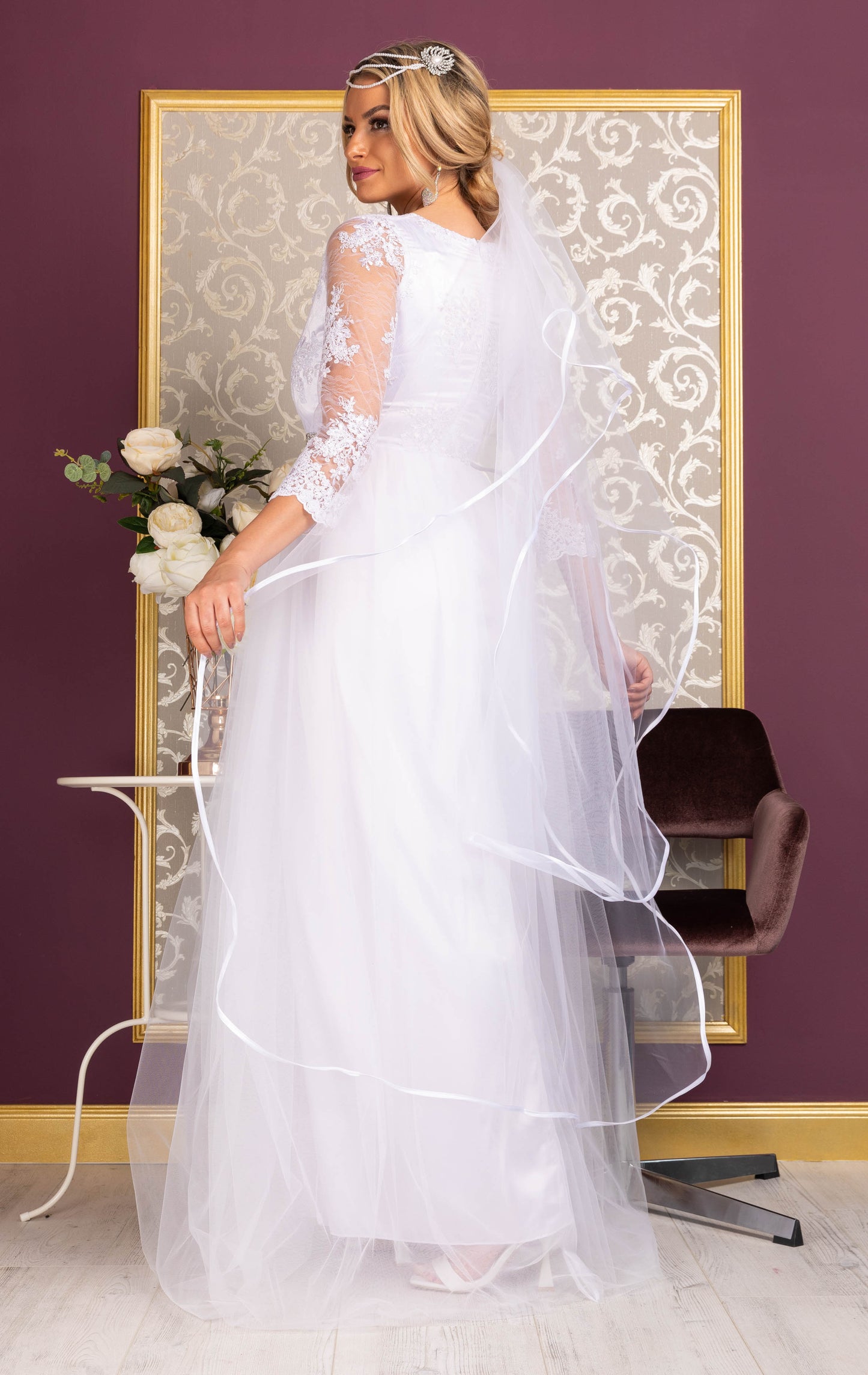 Verträumte Hochzeitspracht Brautkleid mit Schleier